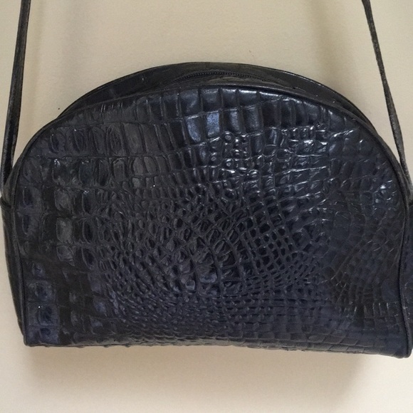 Handbags - Vintage 80’s Black Croc Leather Handbag